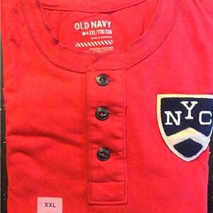 Old Navy Vibrant Red Henley Shirt XXL NYC